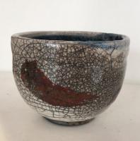 Tall
 White Crackle Bowl by Peter Lee